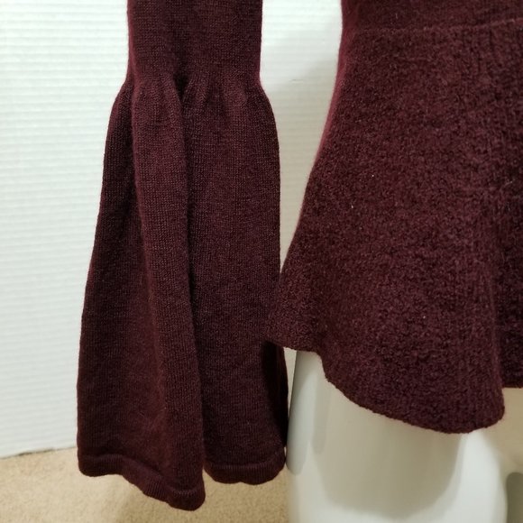 Nanette Nanette Lepore sweater Small merino wool knit peplum bell sleeve - Picture 7 of 11